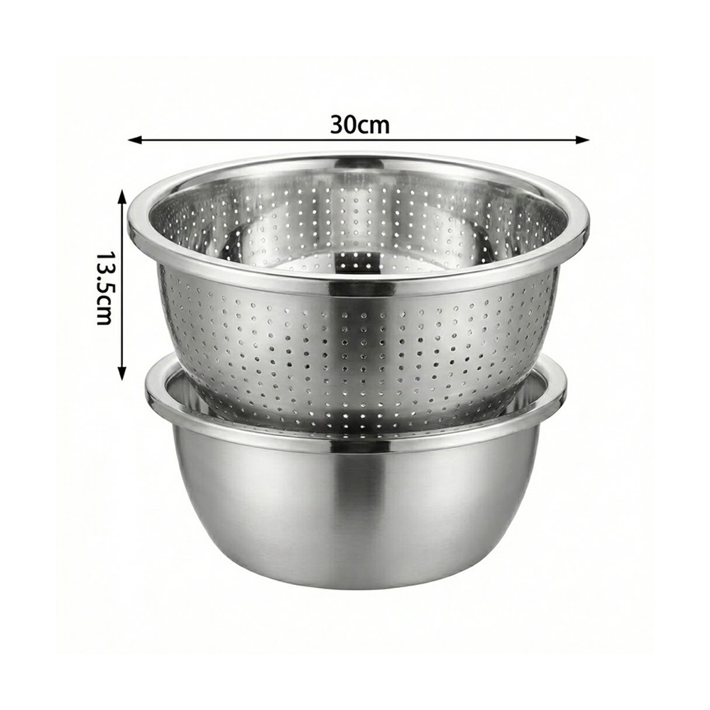 طقم مصفاة ووعاء ستانلس