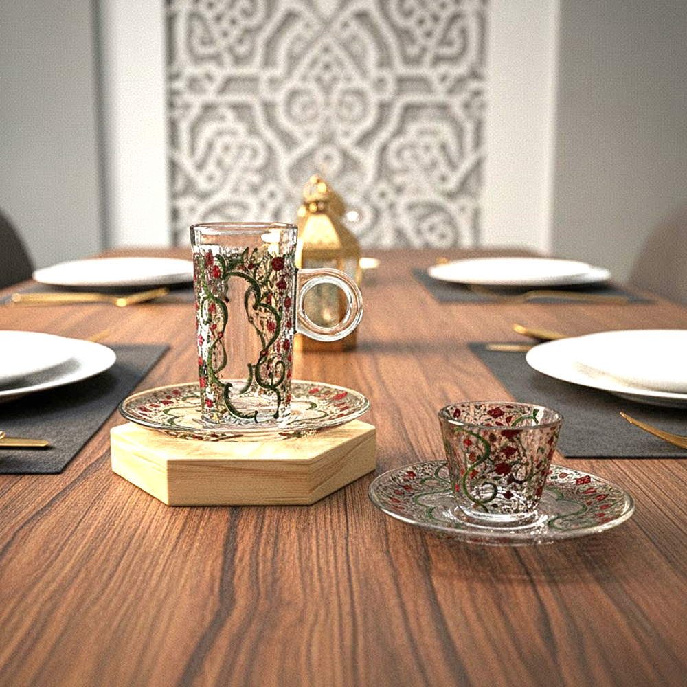 طقم استكانة وفنجان 18قطعة