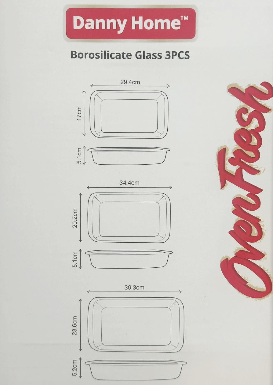 قوالب فرن من البورسليكات، 3 قطع
