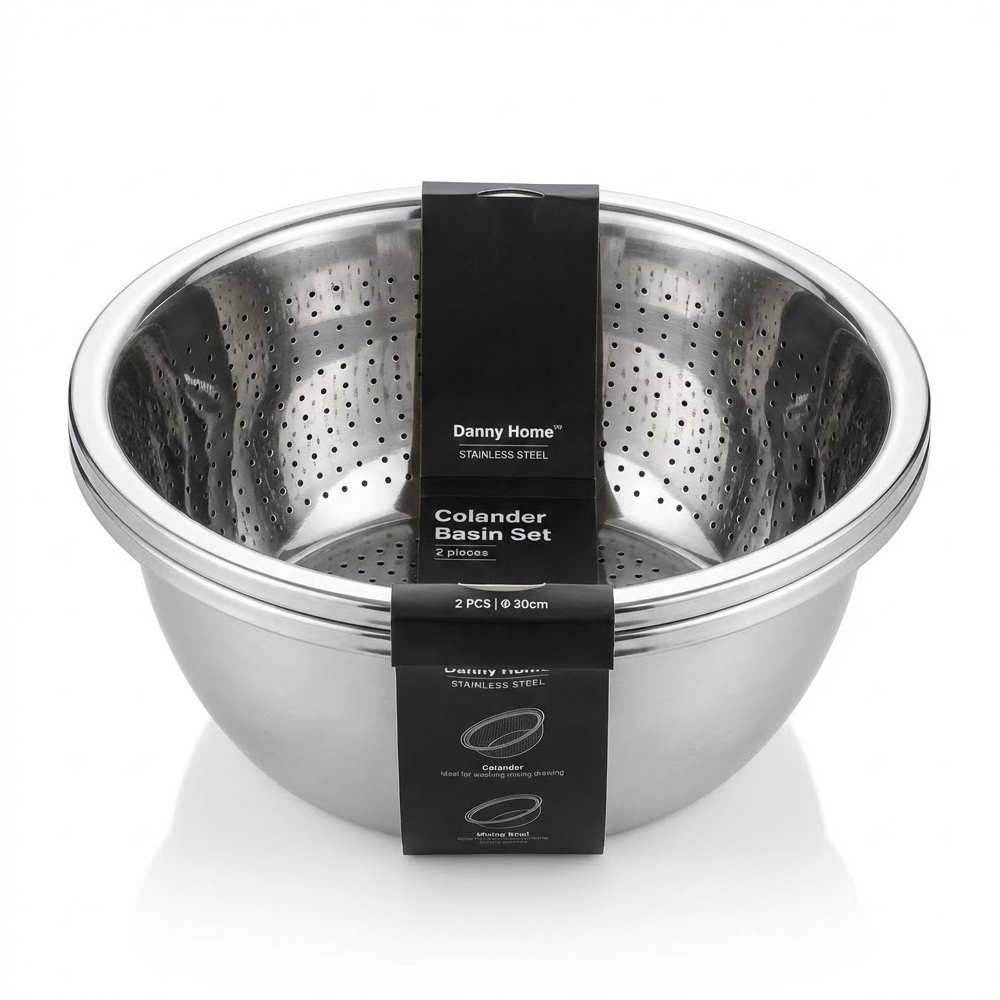 طقم مصفاة ووعاء ستانلس