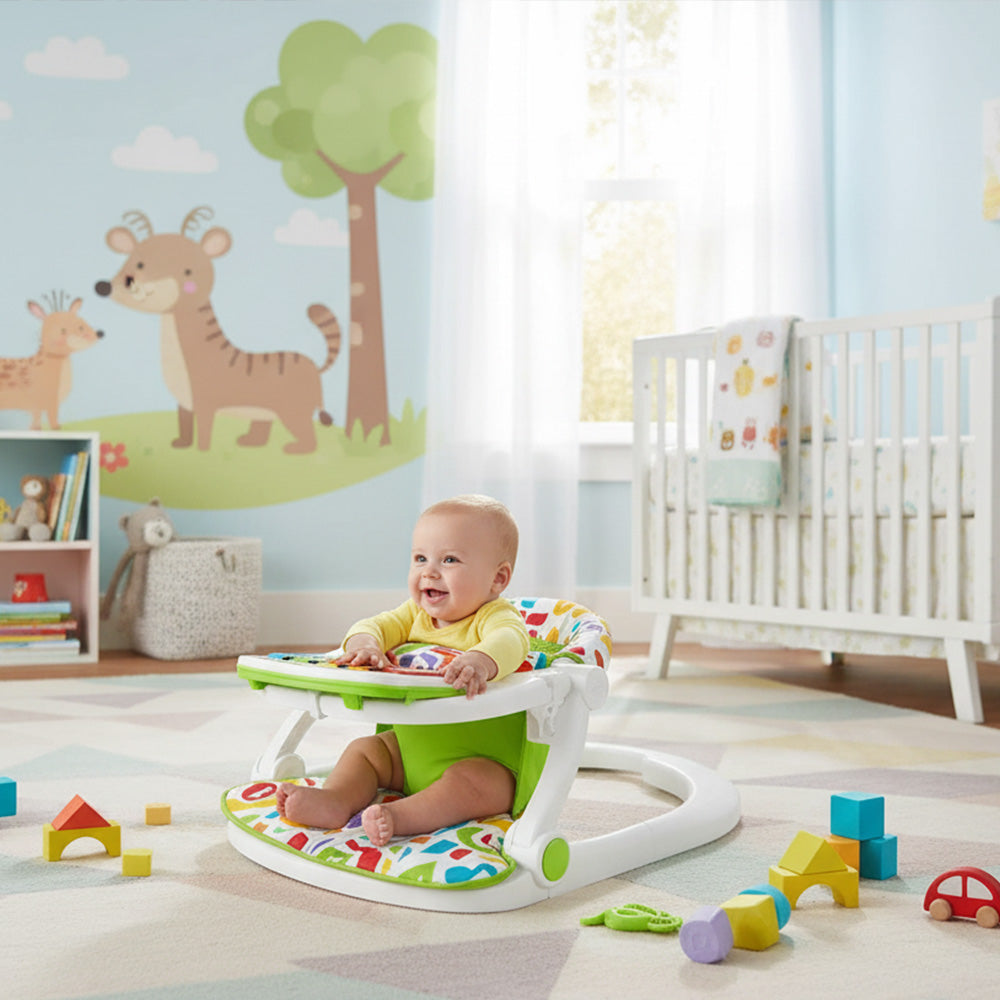 مقعد أطفال قابل للطي مع مركز أنشطة البيانو