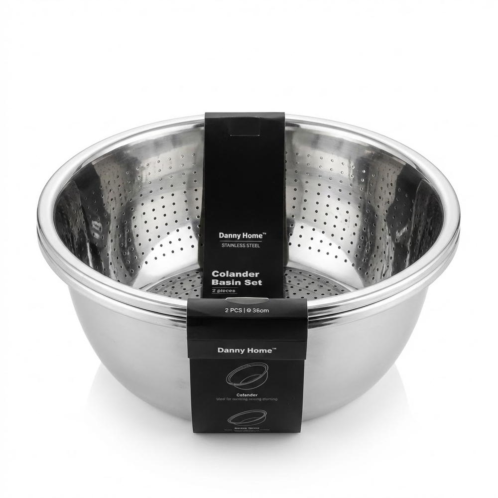 طقم مصفاة ووعاء ستانلس