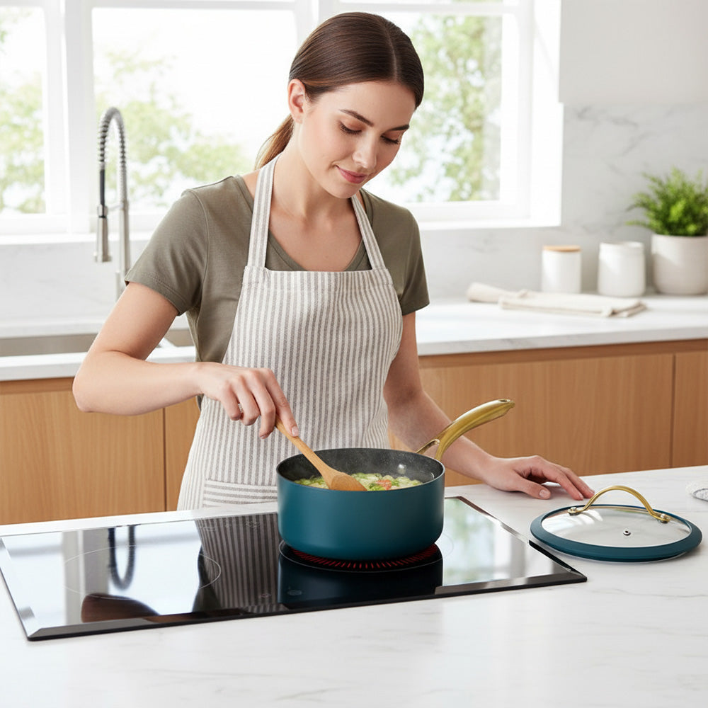 وعاء طهي غير لاصق مقاس 18 سم - اللون: أزرق مخضر غامق