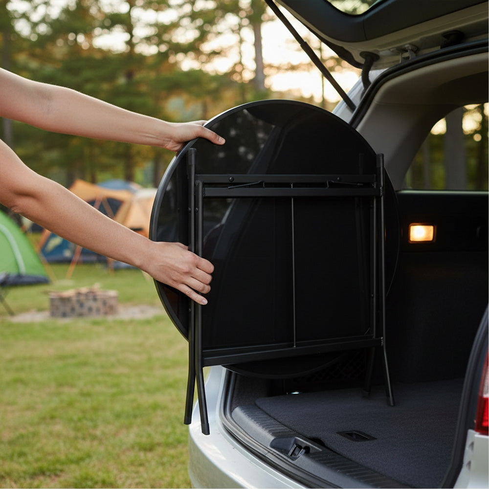 طاولة زجاجية مستديرة قابلة للطي