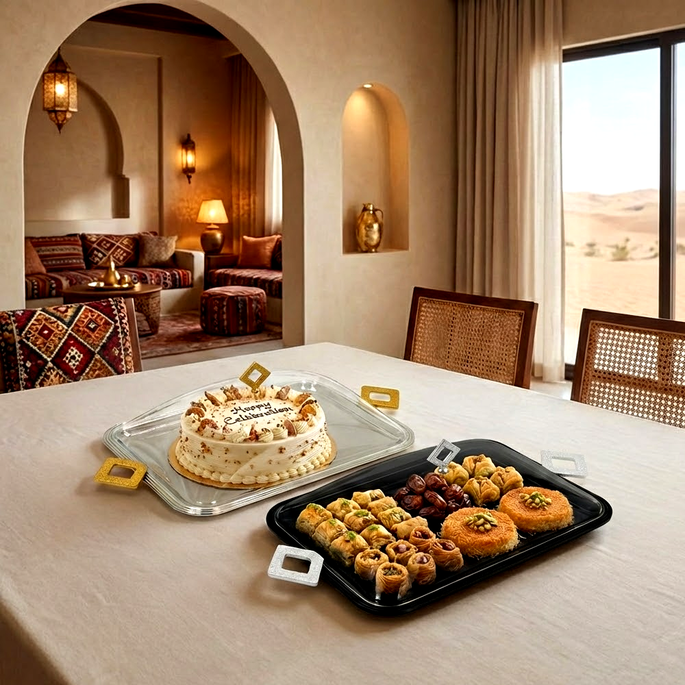 طبق تقديم كيك بغطاء كبير