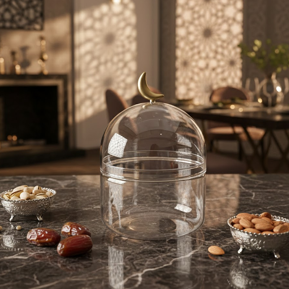 غرشة زجاجية بغطاء هلال