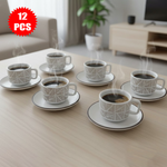طقم فناجين وصحون سيراميك 12قطعة