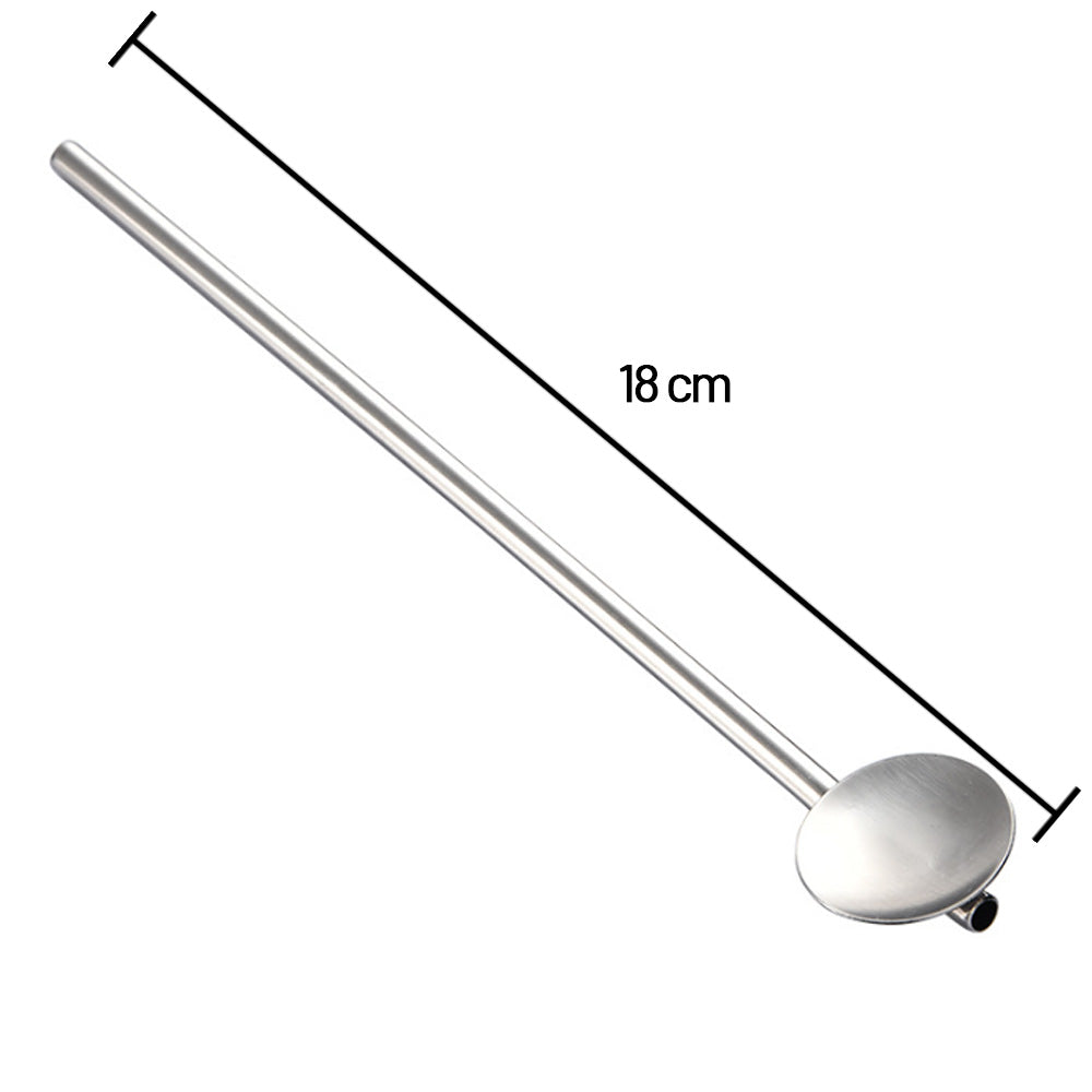 ملعقة قش من الفولاذ المقاوم للصدأ - 2 في 1 قابلة لإعادة الاستخدام