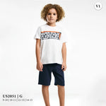 طقم ولادى بكنزة مطبوعة