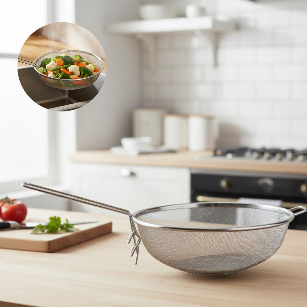 سلة قلي من الفولاذ المقاوم للصدأ بمقبض قابل للفصل