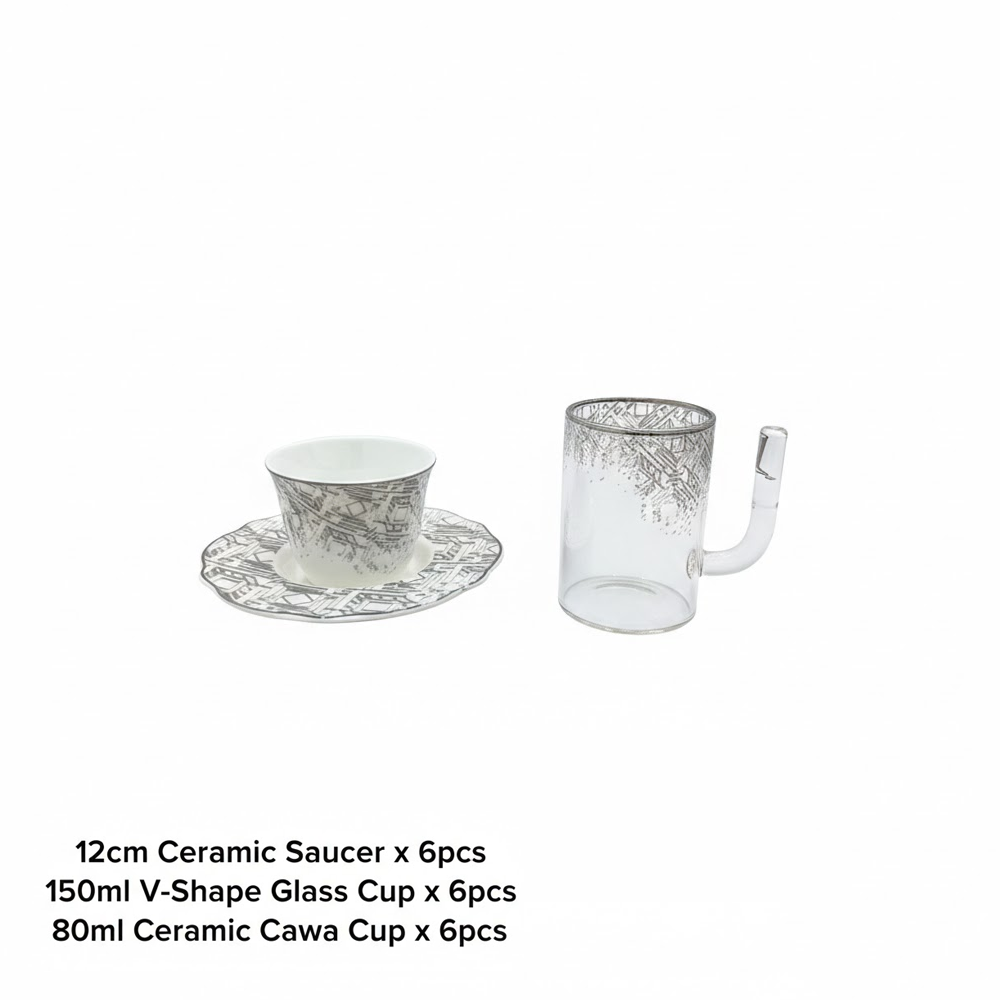 طقم استكانة وفنجان 18قطعة