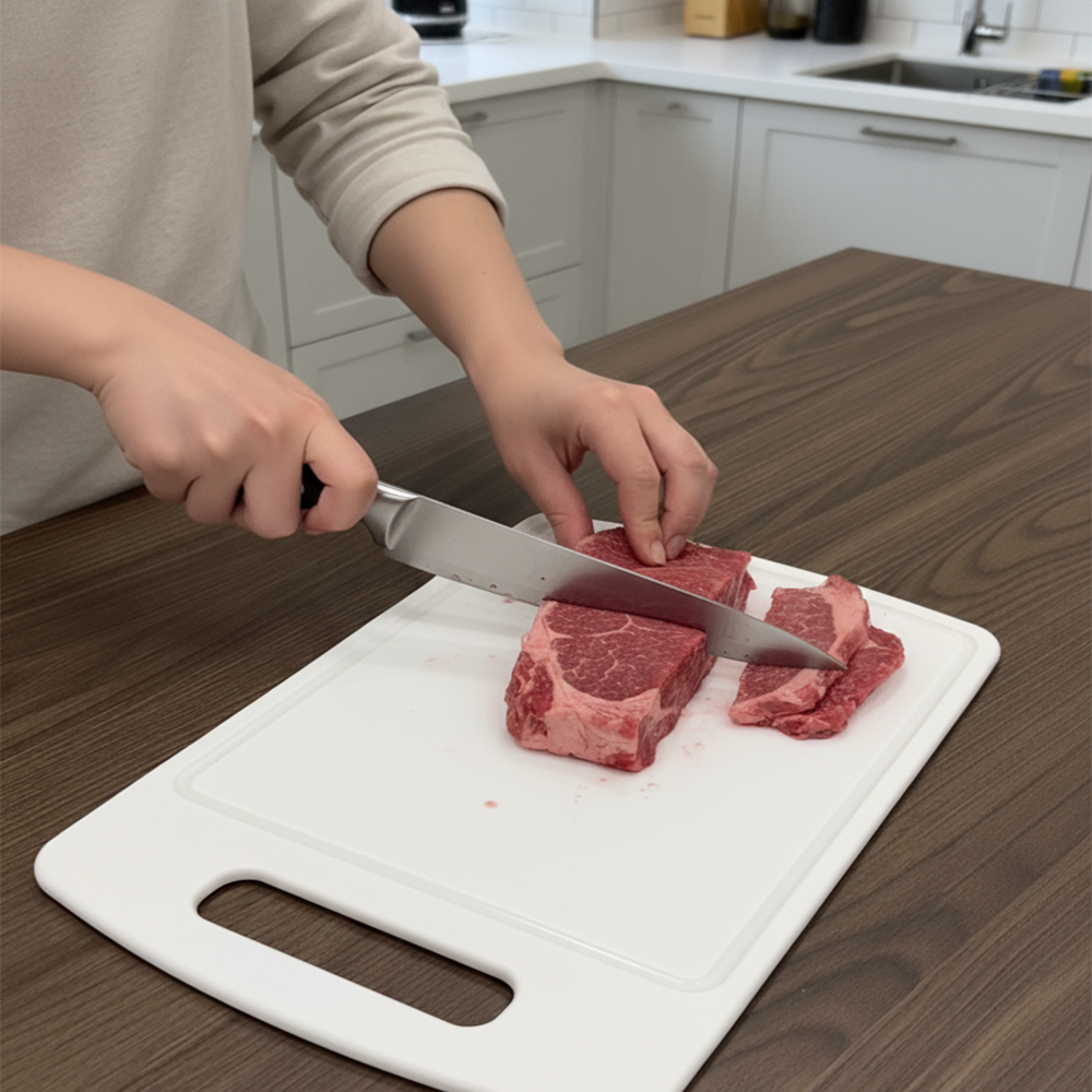 علبة التتبيلة والطعام ولوح التقطيع