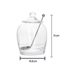 جرة زجاجية مع غطاء وملعقة