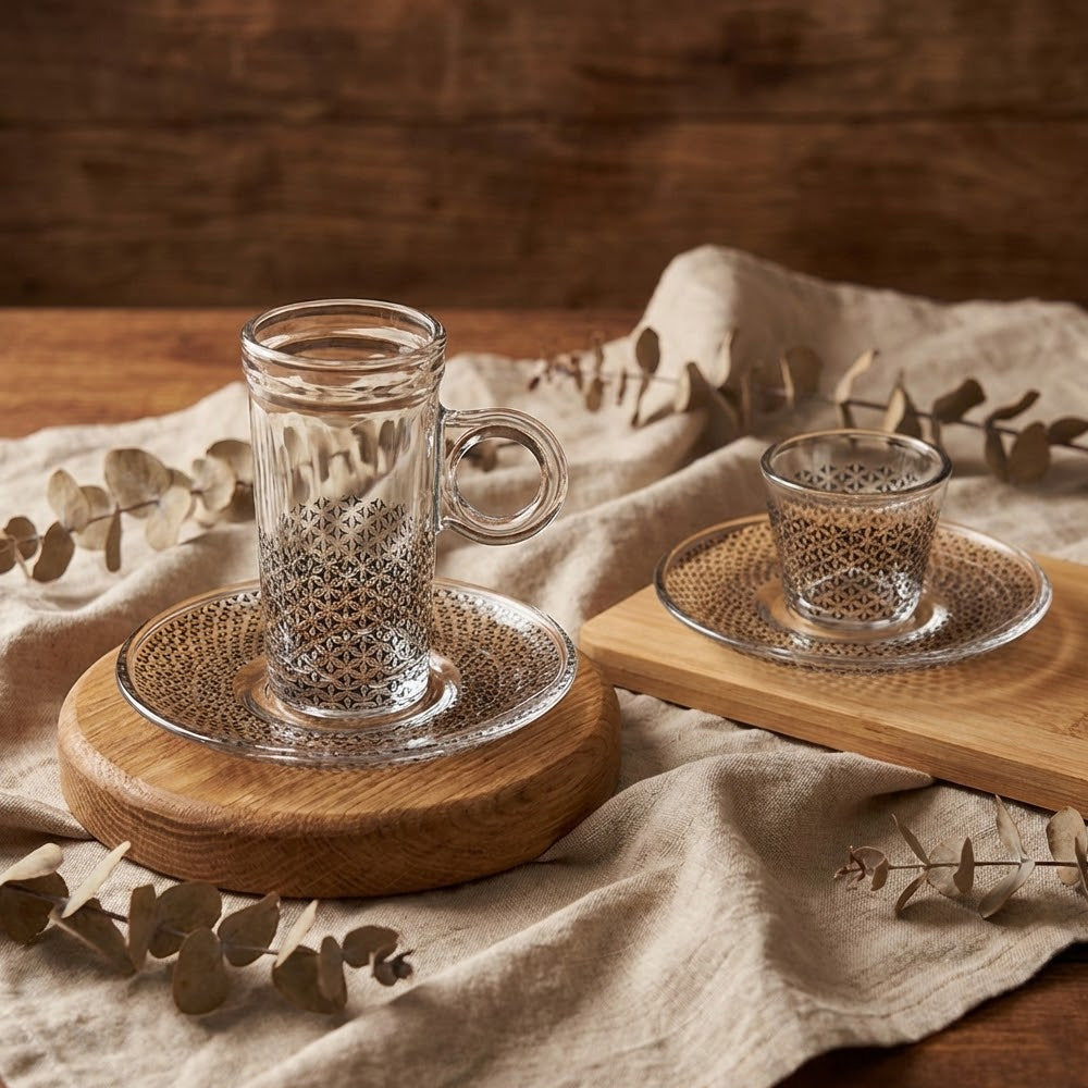 طقم استكانة وفنجان 18 قطعة