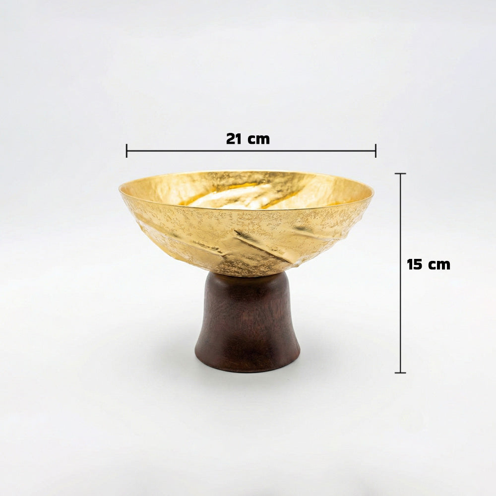 وعاء بقاعدة خشبية - صغير