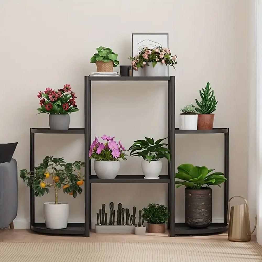 حامل نباتات من الفولاذ والبلاستيك مع 6 رفوف