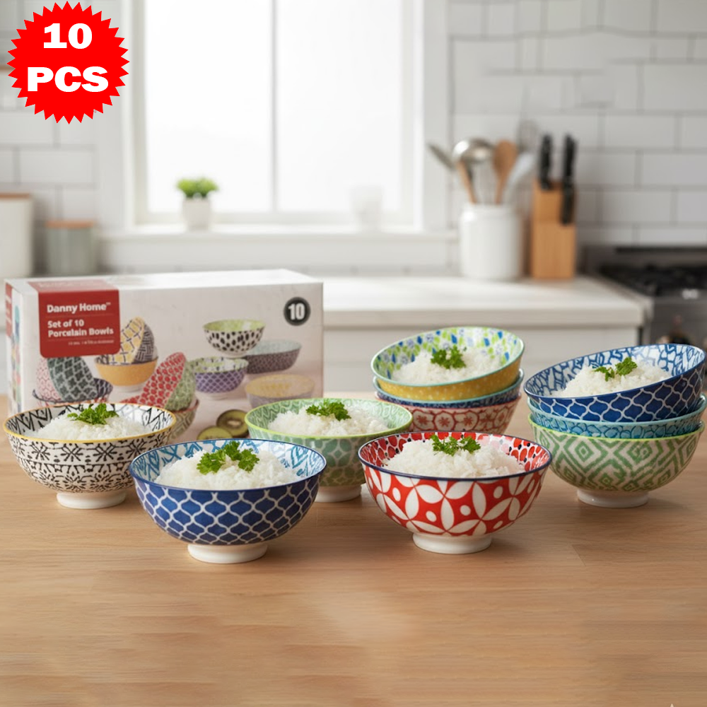 طقم أطباق تقديم ملونة – 10 قطع