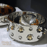 وعاء سلطة معدني بزخارف ورد