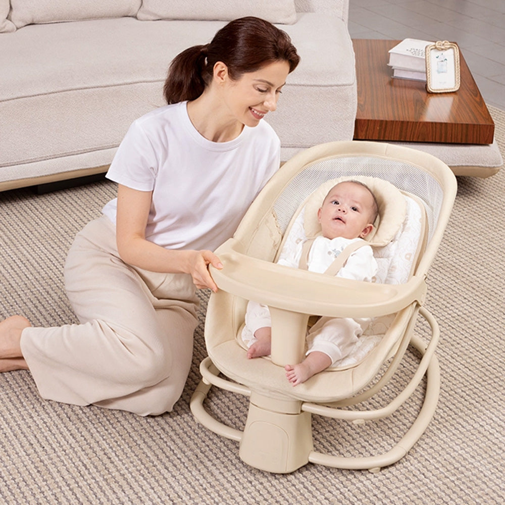 كرسي هزاز مع مظلة وألعاب قطيفة