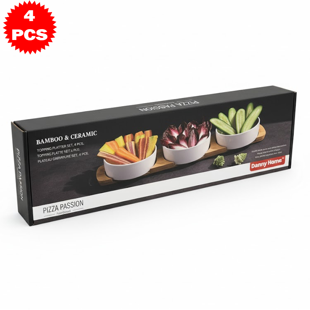 طقم تقديم مع قاعدة خشب محددة