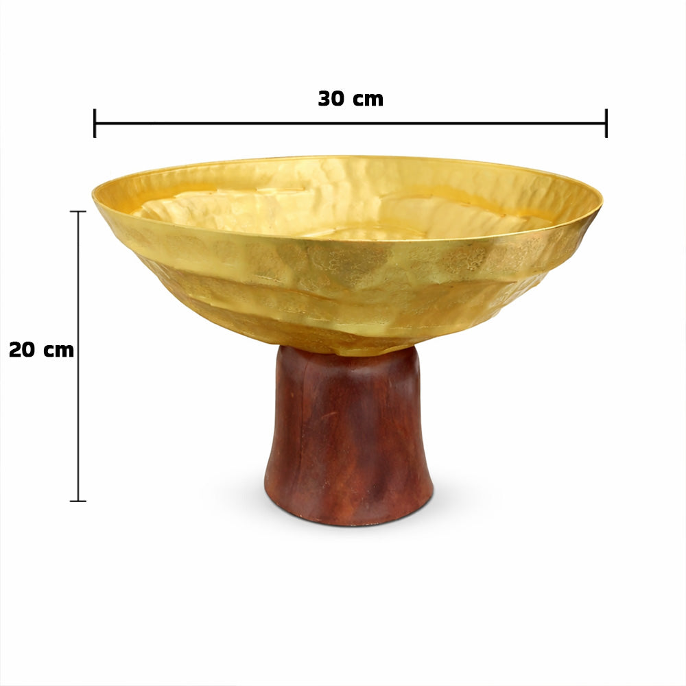 وعاء بقاعدة خشبية - كبير