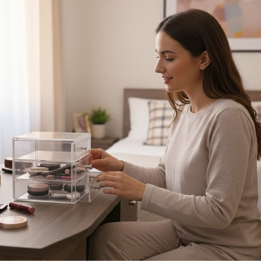 منظم مكياج أكريليك شفاف