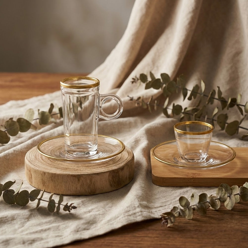 طقم استكانة وفنجان 18 قطعة