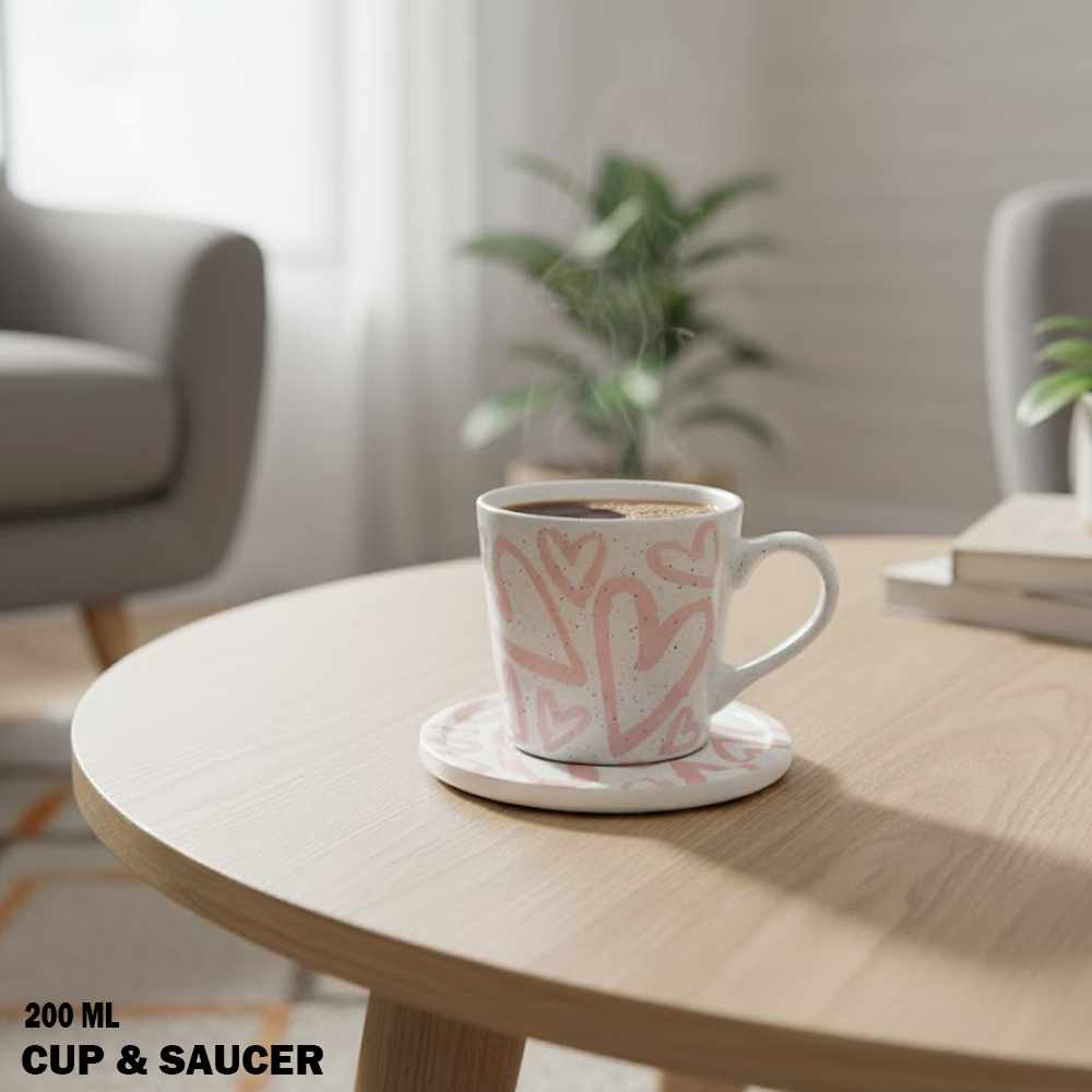 فنجان قهوة سيراميك مع صحن 200 مل