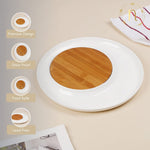 طبق تقديم دائري من الخشب والسيراميك