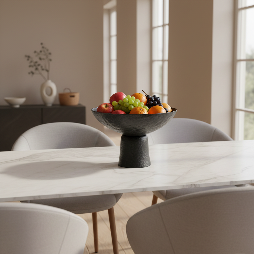 وعاء بقاعدة خشبية - وسط