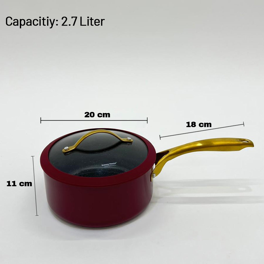 قدر طهي غير لاصق مقاس 18/20 سم - اللون: عنابي