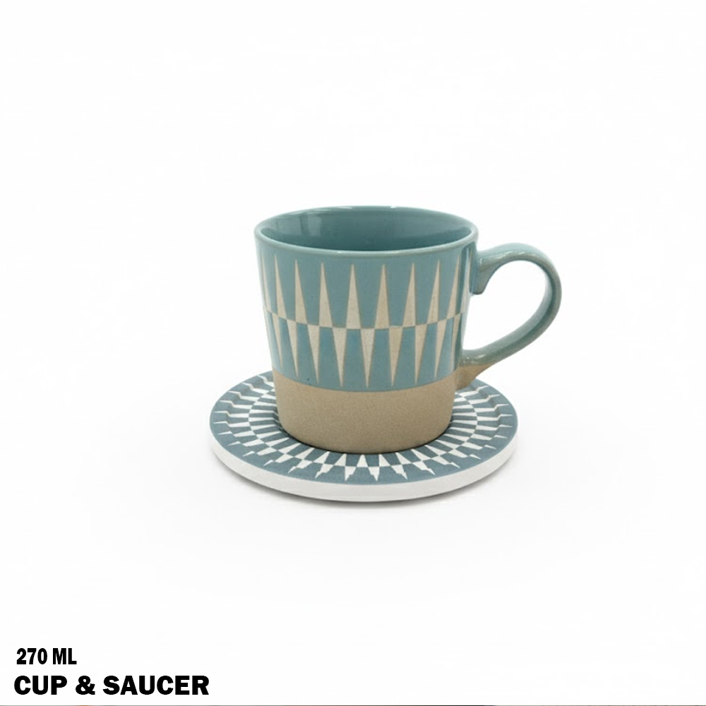 طقم فناجين سيراميك مع صحون 270 مل