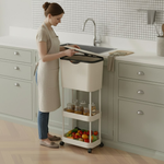 سلة مهملات مع رفين للتخزين