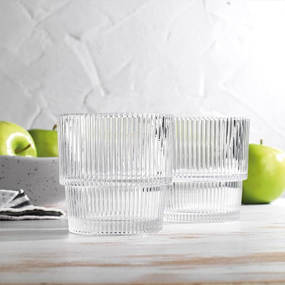 طقم أكواب زجاجية منقوشة