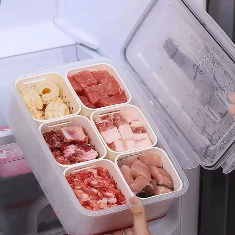 علبة حفظ وتنظيم الخضار مع سلة تصريف