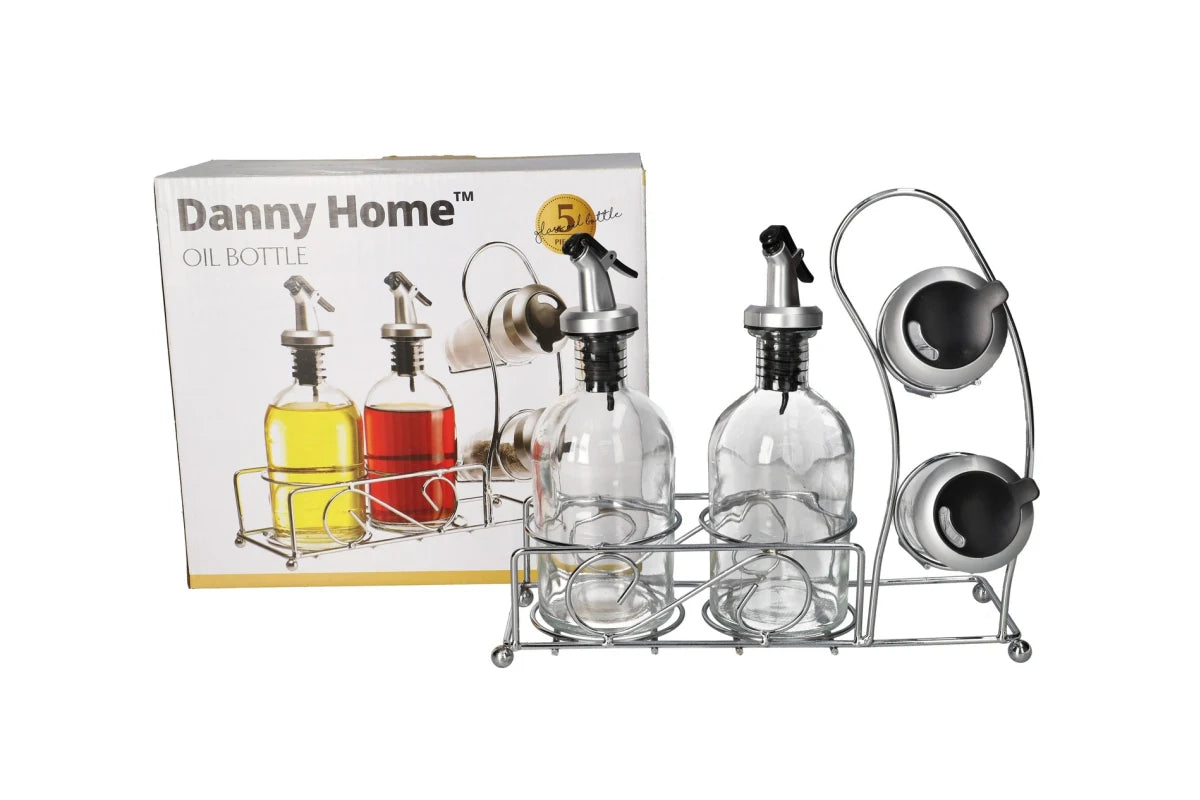 حامل موزع الزيت/الخل/الملح/الفلفل 5 قطع