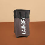 سلة غسيل قابلة للطي مع مقبض وعجلات، موديل: 3