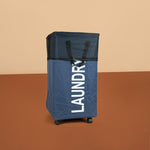 سلة غسيل قابلة للطي مع مقبض وعجلات، موديل: 3