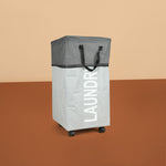 سلة غسيل قابلة للطي مع مقبض وعجلات، موديل: 3