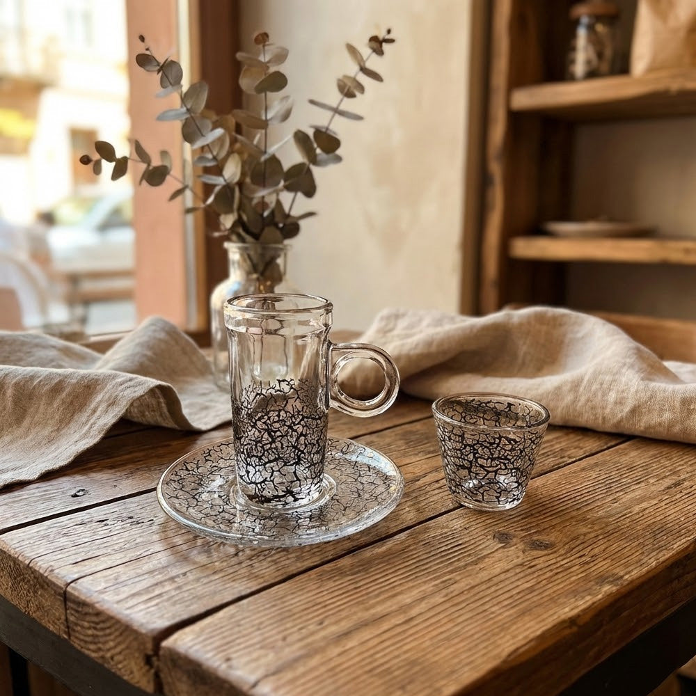 طقم استكانة وفنجان 18 قطعة