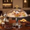 طبق كيك تقديم بغطاء