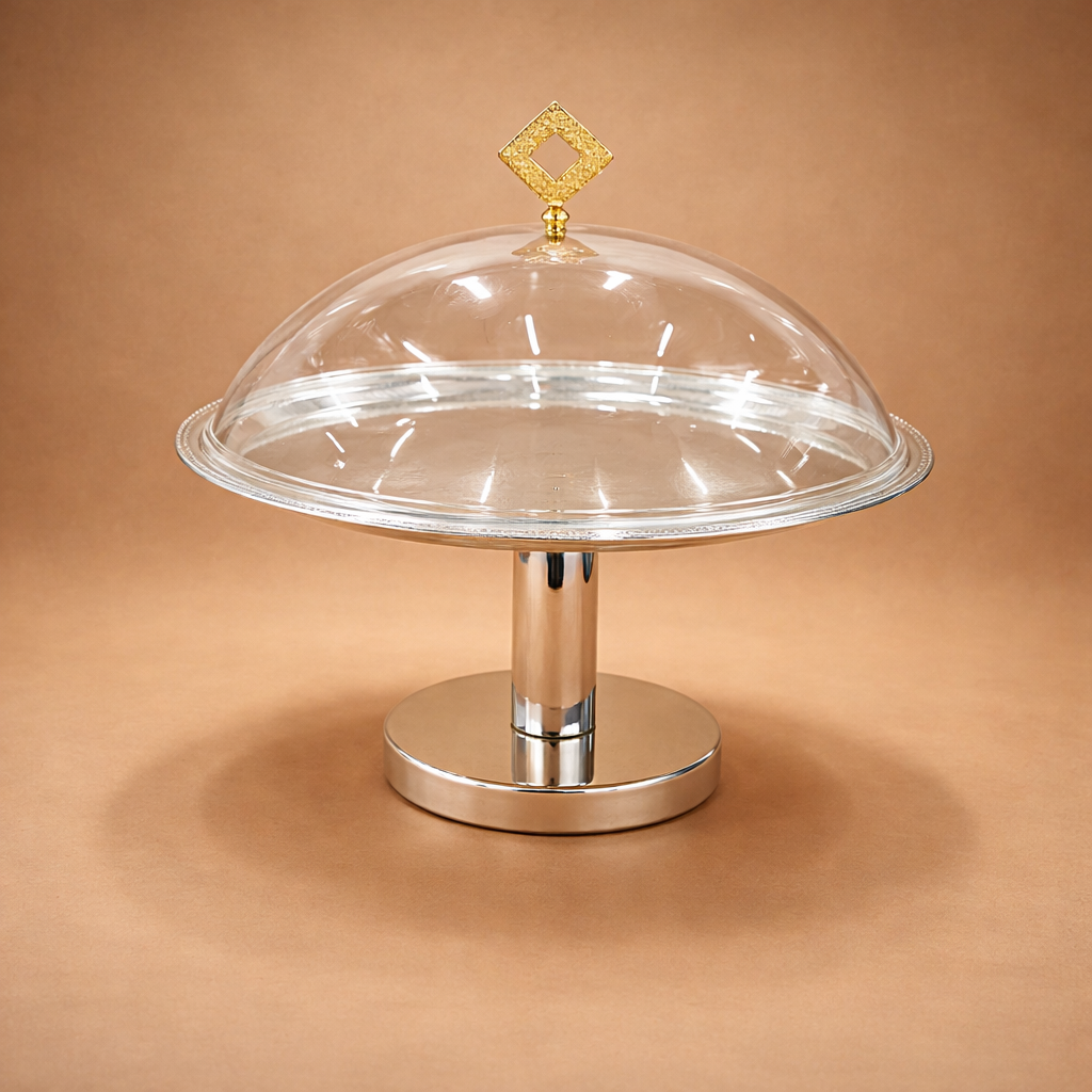 طبق كيك تقديم بغطاء