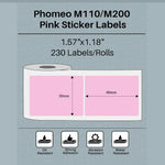 ‏ملصقات طابعة Phomemo 40x30mm / 230Pcs مربع / وردي‏