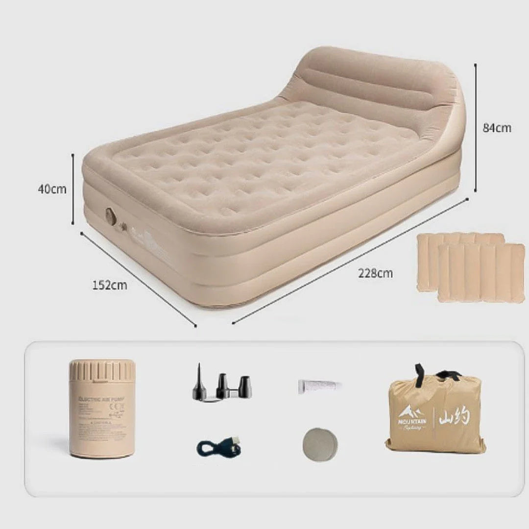 سرير هوائي قابل للنفخ مع مضخة ووسادتين