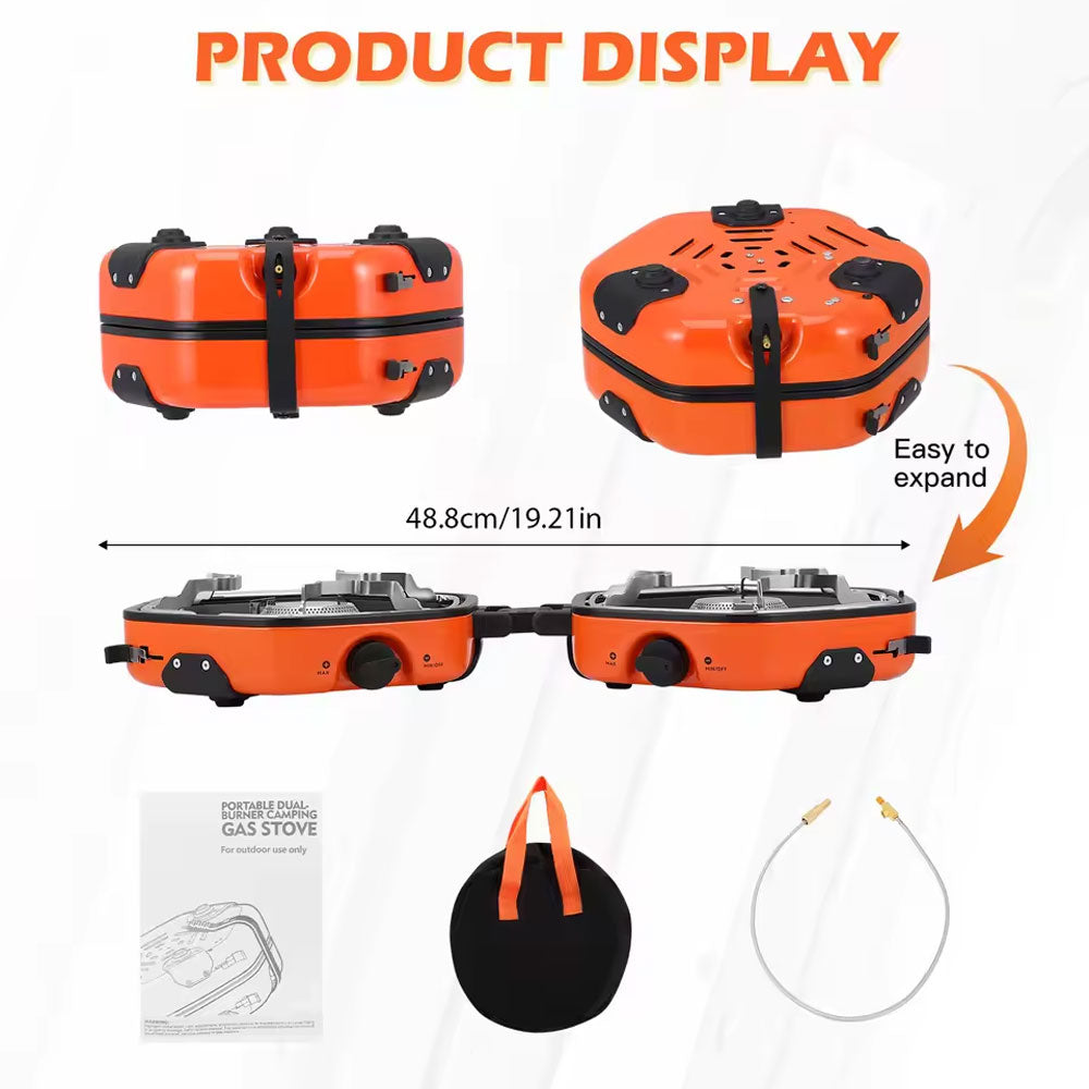 موقد غاز تخييم مزود بشعلتين