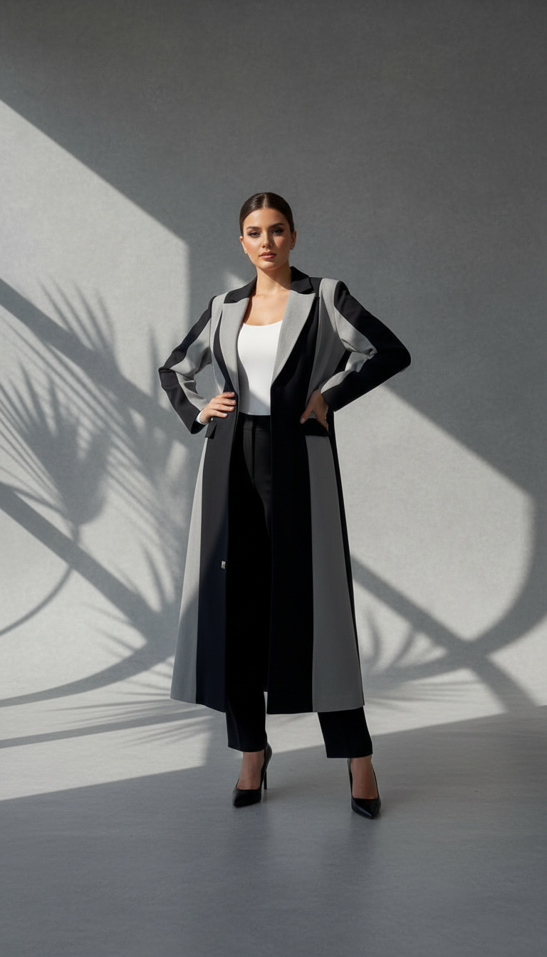 جاكيت نسائي بتصميم لونين