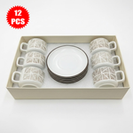 طقم فناجين وصحون سيراميك 12قطعة