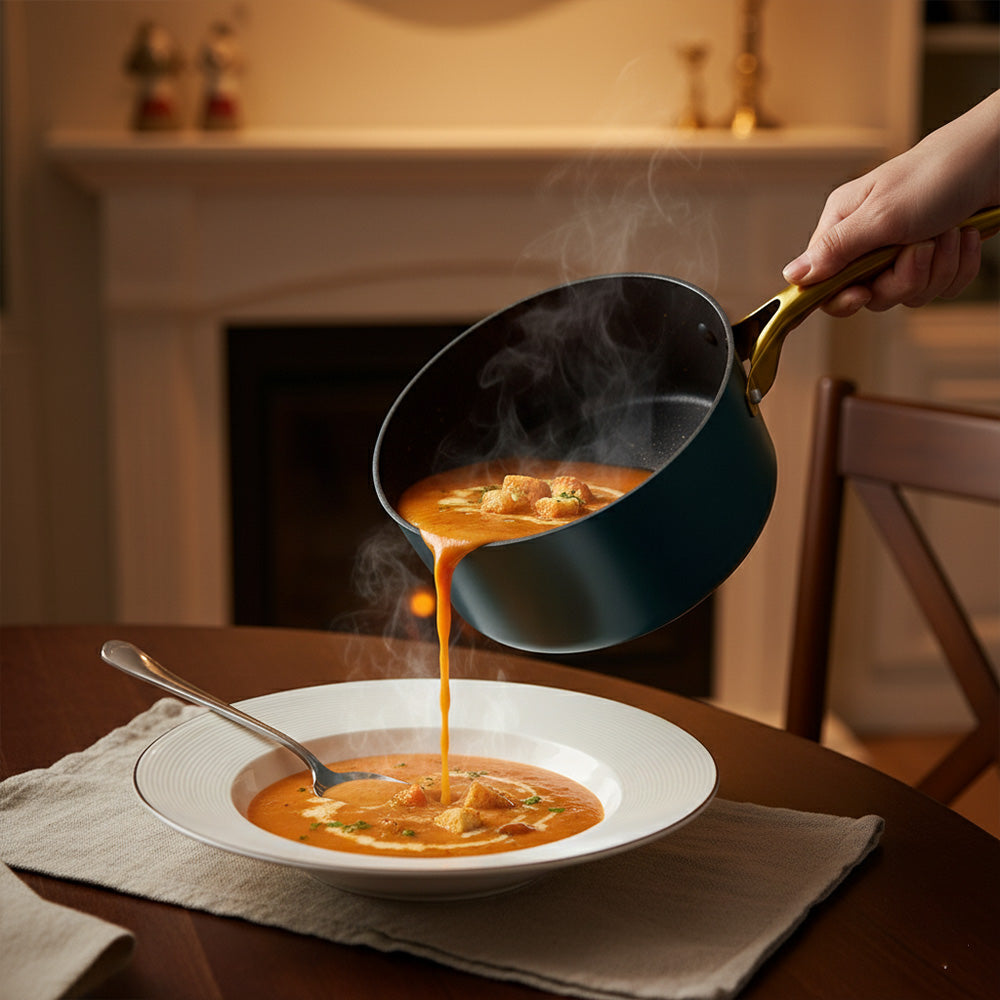 وعاء طهي غير لاصق مقاس 18 سم - اللون: أزرق مخضر غامق