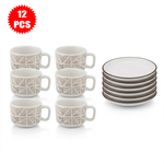 طقم فناجين وصحون سيراميك 12قطعة