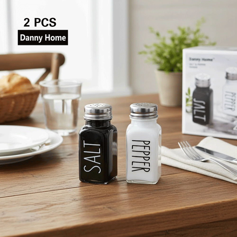 زجاجة ملح وفلفل ابيض واسود 2قطعة
